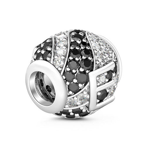 Gnoce “Letter E with Special Meaning for Special Person ”Made of 925 Sterling Silver Black & Clear CZ Letter E Charm_2