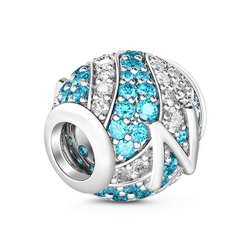Gnoce “Letter N with Special Meaning for Special Person ”Made of 925 Sterling Silver Aquamarine & Clear CZ Letter N Charm_2
