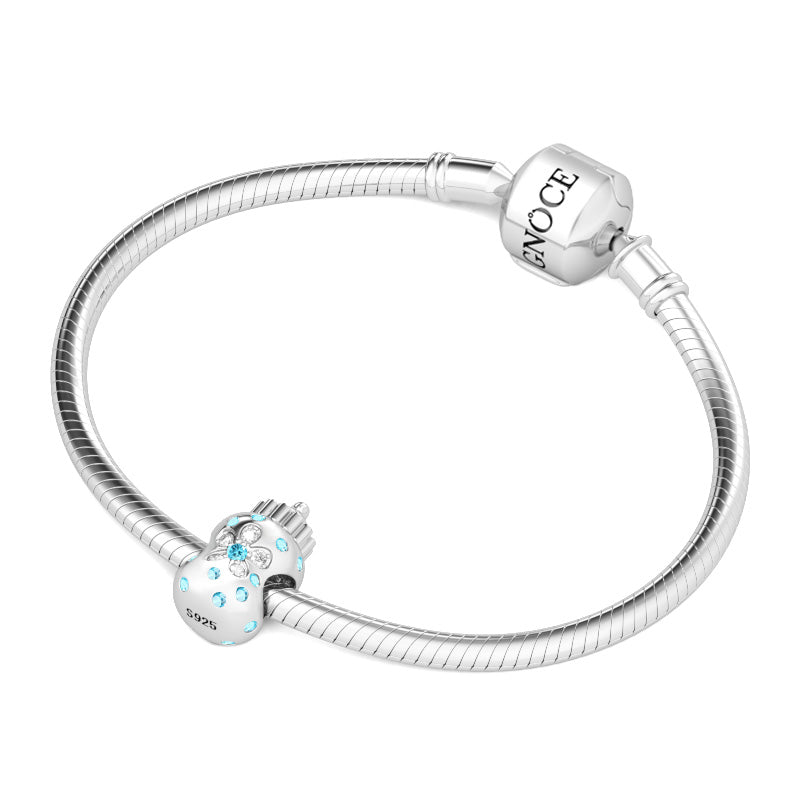 Gnoce "A Special Bottle Only for Baby and Mom " Made of 925 Sterling Silver Features Aquamarine Sparkling Small Stones Charm for Mothers Day_3