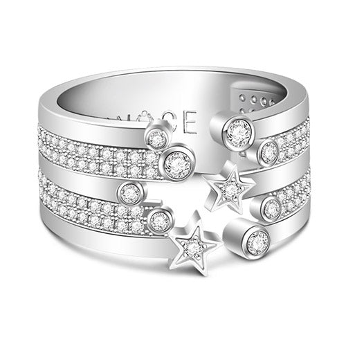 Gnoce "My Bright Star" Shining Star in White Stones 925 Sterling Silver Ring_3