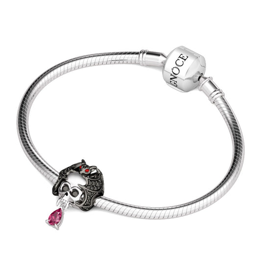 Gnoce "Cool Bat Skull "Lights Up with Twinkle Black CZ Fashionable and Cool Bat Demon Skull 925 Sterling Silver Handmade Charms_3