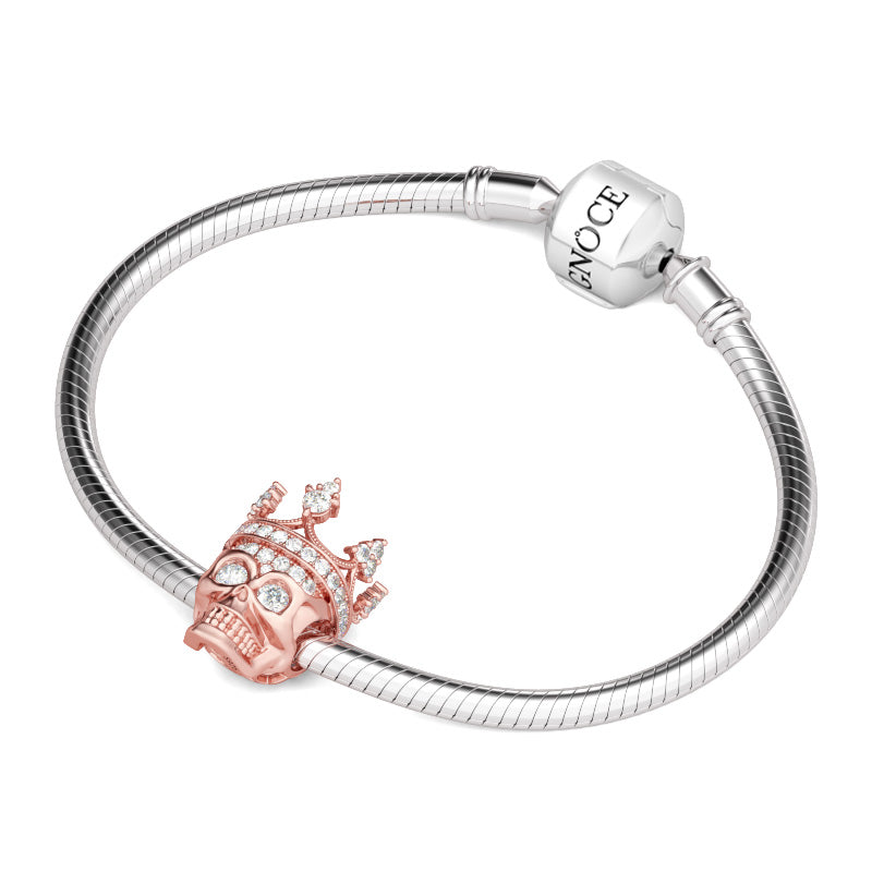 Gnoce "To Be Queen in Your World "With Studded Pure Stones,Looks Sparkling And Shining in Every Direction Rose Gold Skull Queen Charm_3