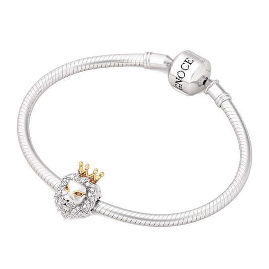 Gnoce "King of the Forest" 925 Sterling Silver 2-Tone Awe-inspiring Lion Charm_3