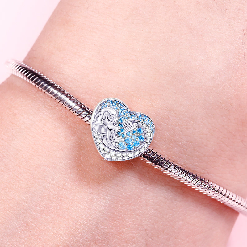 Gnoce "Daughter Of The Sea" Mermaid Bead Photo Charm Heart Shape Sterling Silver_3