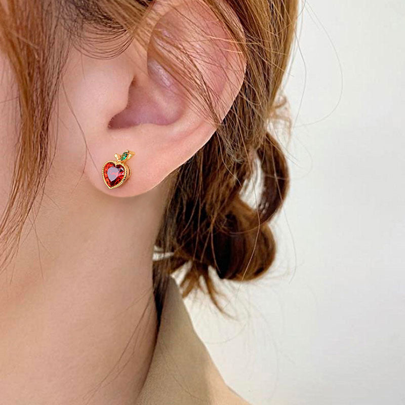 Apple Stud Earring Gold Plated 925 Sterling Silver_3