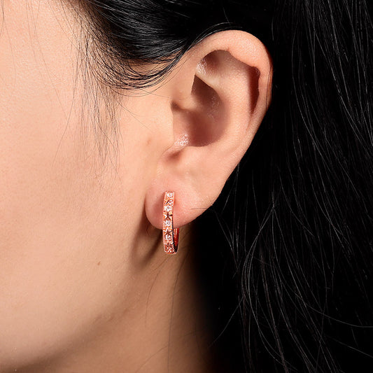 Star Hoop Earrings Rose Gold Plated 925 Sterling Silver_3