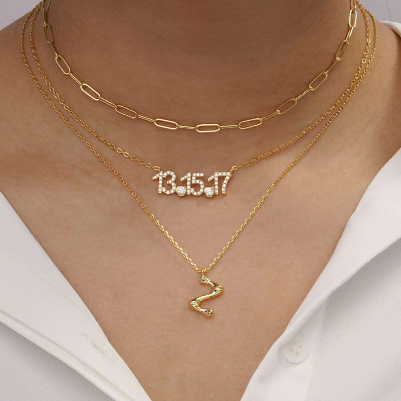 Letter Z Pendant Bamboo Initial Necklace Adjustable Chain Length 18k Gold Plated 925 Sterling Silver_5