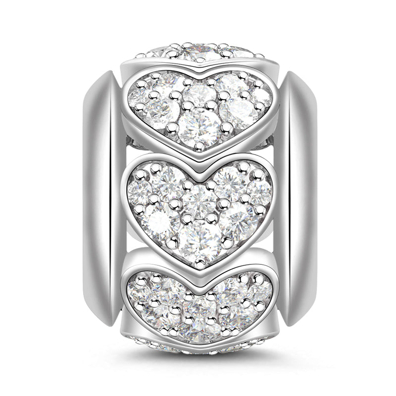 Gnoce "Take My Heart" S925 Sterling Silver Cubic Zirconia Charm Beads Gift for Her Suitable for Necklace Fit Pandora Bracelet_1