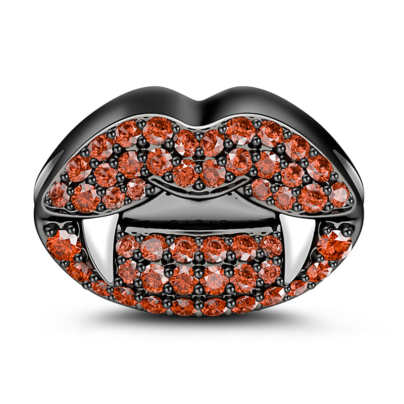 Gnoce "Devil's lips" 925 Sterling Silver Black Plated Beads Charms Red Crystals Fit Pandora Bracelet_1