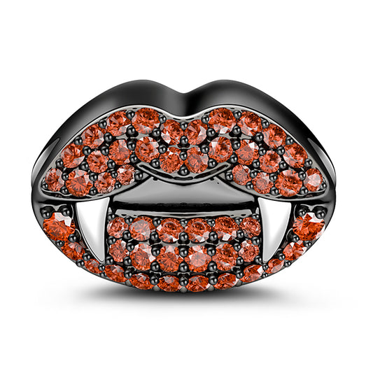 Gnoce "Devil's lips" 925 Sterling Silver Black Plated Beads Charms Red Crystals Fit Pandora Bracelet_1