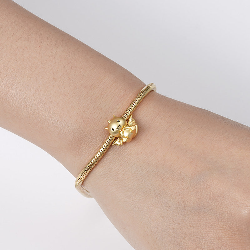 Cute Dragon Charm Bead Sterling Silver 18K Gold Plated_2