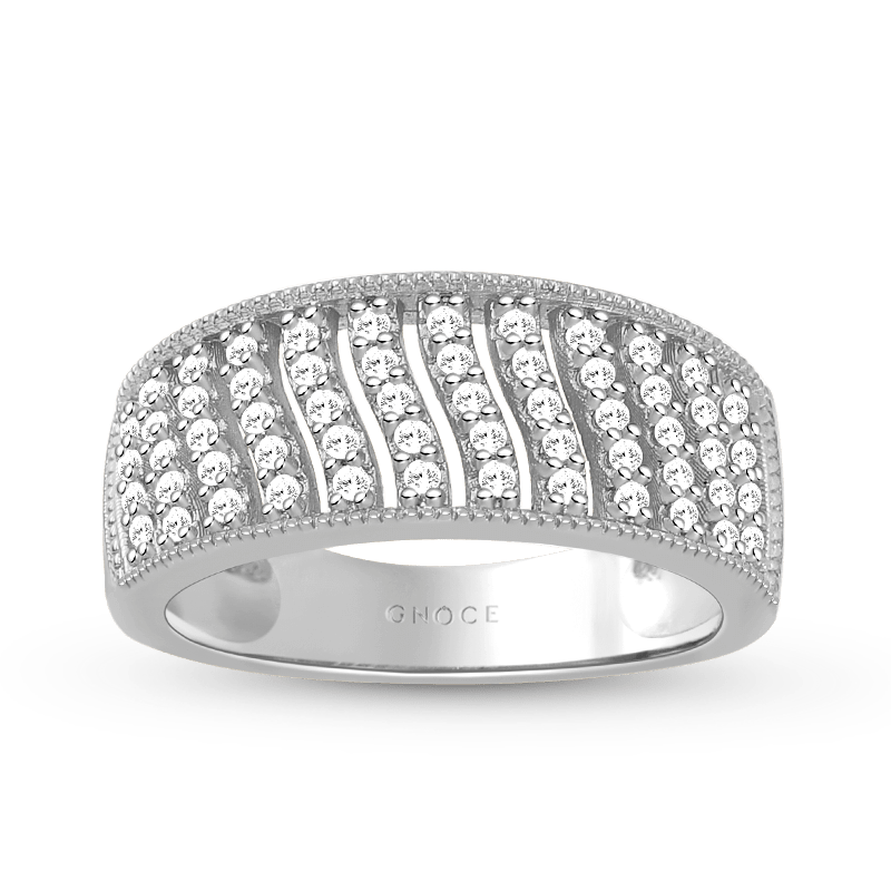 Twill Band Ring Sterling Silver inlaid with Stones_1