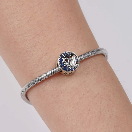 Cat on the Moon Charm Bead Sterling Silver_3