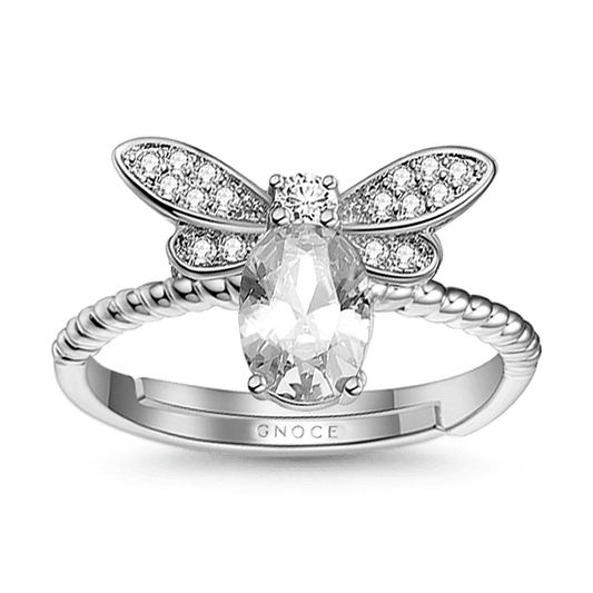 Bee Open Statement Ring Sterling Silver with Created Sapphire_1