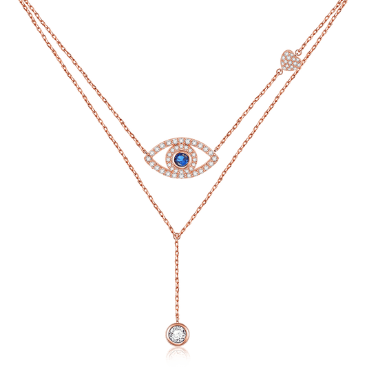 Gnoce "Devil's Eye" Dazzling 925 Sterling Silver Necklace with Clear CZ Stones_1