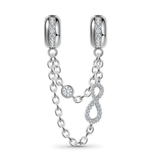Infinity Love Safety Chain with Crystal Gemstones Sterling Silver_1