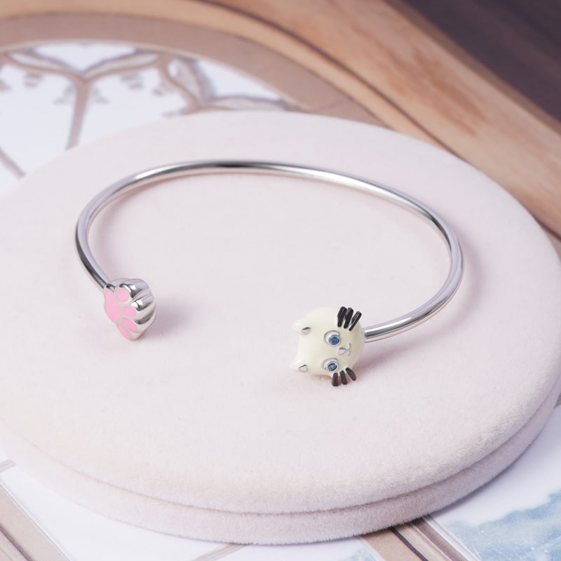 Kitty Paw Bangle Bracelet Sterling Silver_2