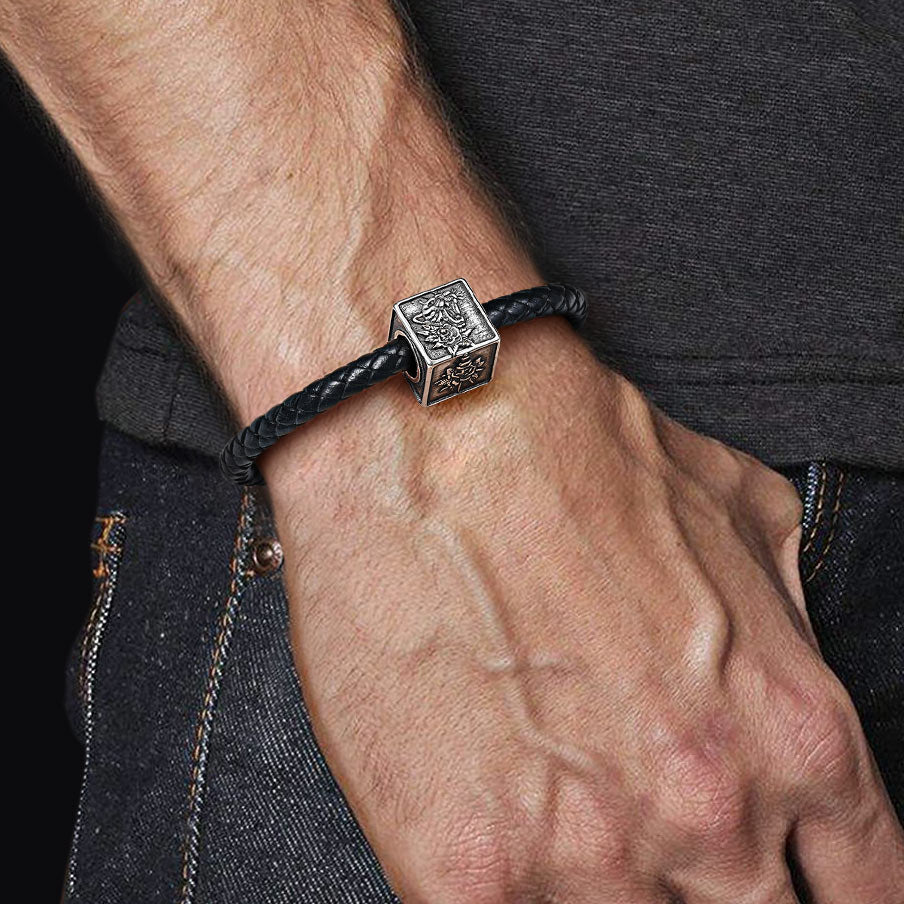 Black Panther Men's Charm Bead Sterling Siver fit Men's Bracelet Jewelry for Men_3