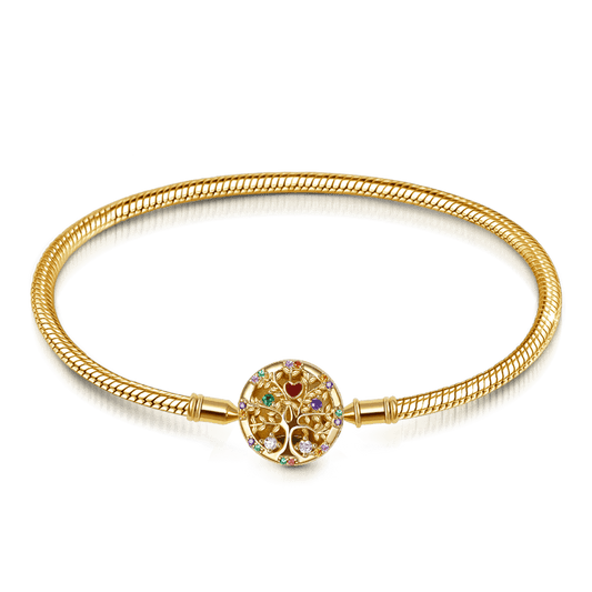 Tree of Life Bracelet Sterling Silver 18K Gold Plated Inlaid with Colorful Stones_1