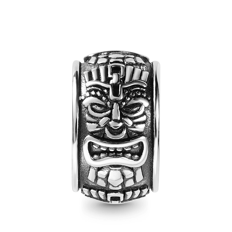 Mayan Statue Men's Vintage Bead S925 Sterling Silver with Gift Copper Black Leather Men's Bracelet Jewelry for Men_2