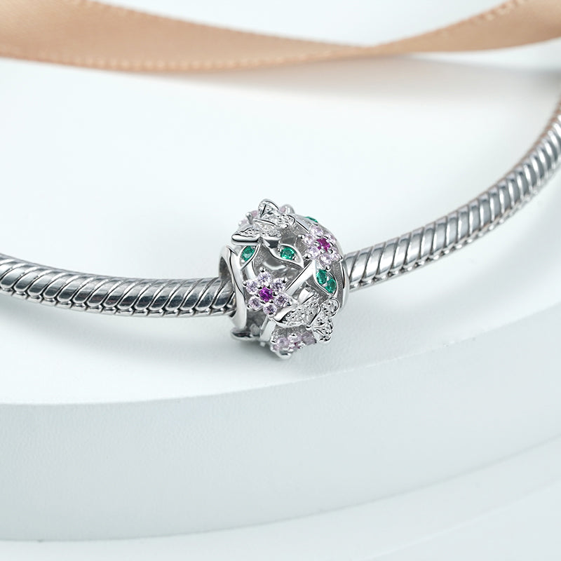 Colorful Butterfly Charm Bead S925 Sterling Silver Inlaid with Gemstones_2