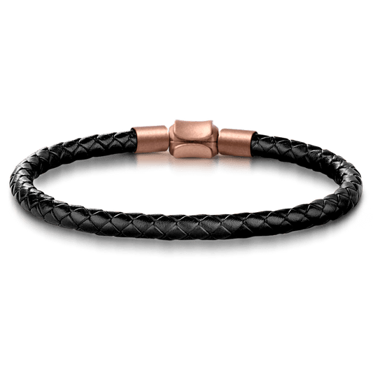 Copper Black Leather Men's Bracelet_1