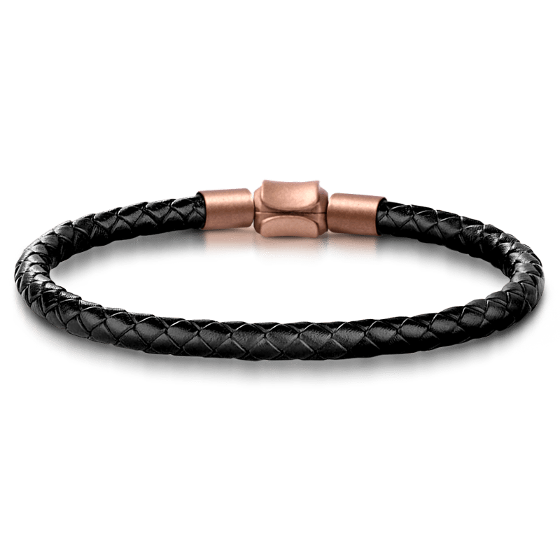 Mayan Statue Men's Vintage Bead S925 Sterling Silver with Gift Copper Black Leather Men's Bracelet Jewelry for Men_3