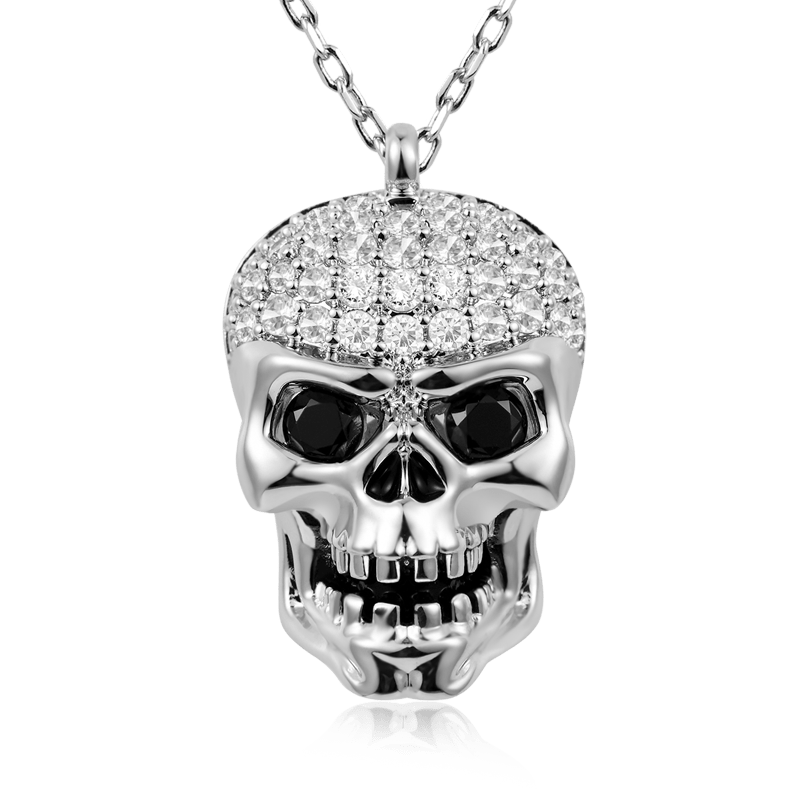 Skull necklace 925 Sterling Silver with Stones_1