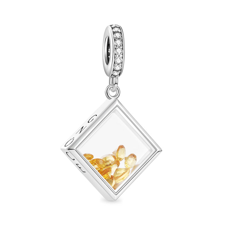 Square-shape Birthstone Pendant Dangle Charm 925 Sterling Silver_1