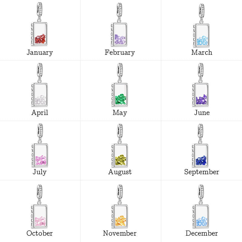 Rectangle-shape Birthstone Pendant Dangle Charm 925 Sterling Silver_4