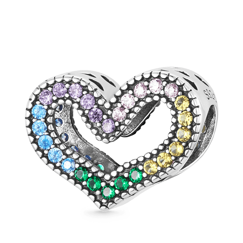 Love Charm Bead 925 Sterling Silver Inlaid with Colorful Gemstones_1