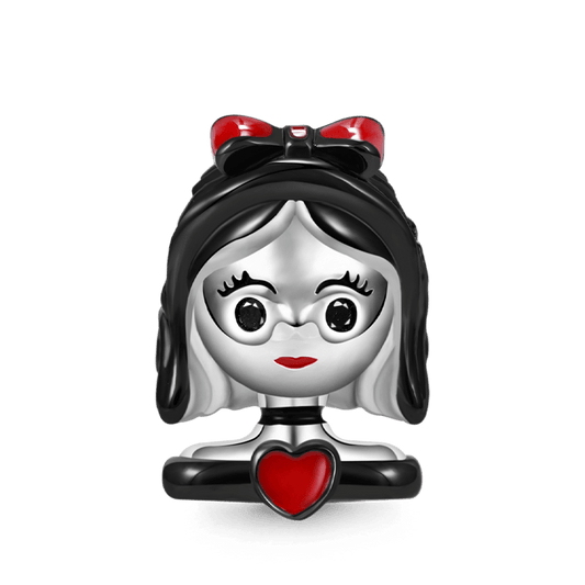 Short Hair Princess Charm Bead 925 Sterling Silver Black Plated_1