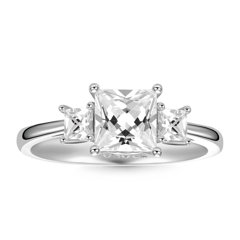 Clear Three-Stone Ring 925 Sterling Silver with Gemstone_1