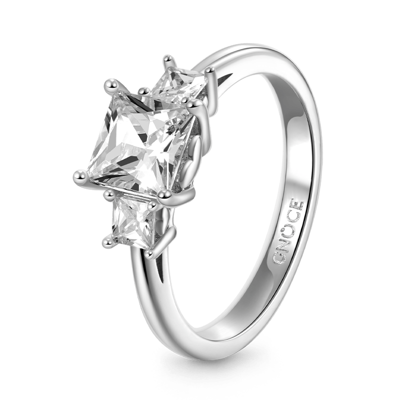 Clear Three-Stone Ring 925 Sterling Silver with Gemstone_3