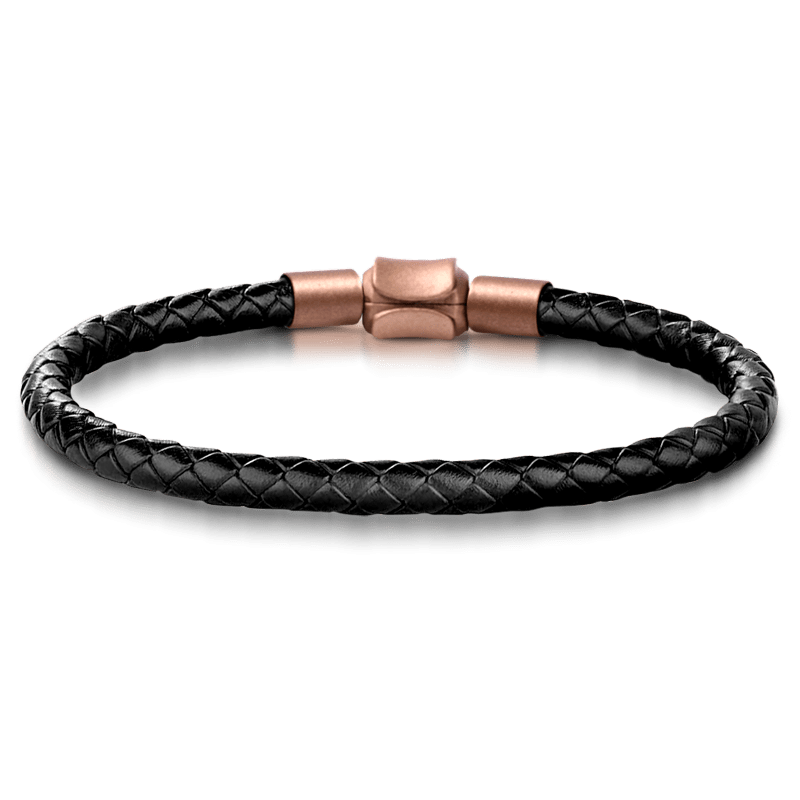 Luck Fairy Vintage Bead S925 Sterling Silver with Gift Copper Black Leather Men's Bracelet Jewelry for Men_3