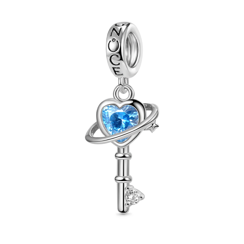 Blue Planet Key Pendant Dangle Charm 925 Sterling Silver_1
