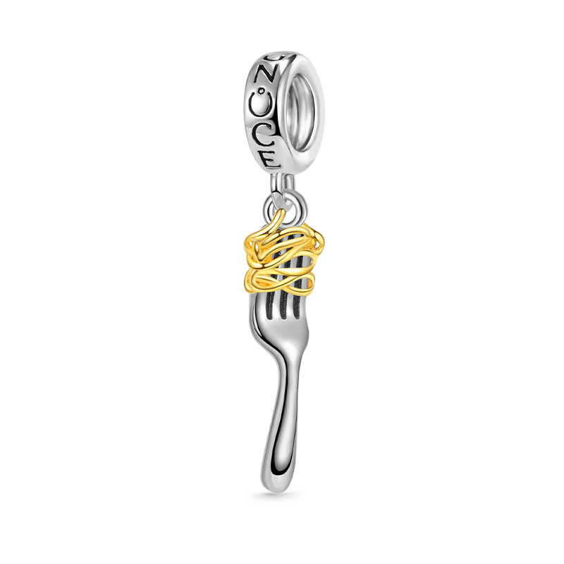 Fork & Pasta Pendant Dangle Charm 925 Sterling Silver_1