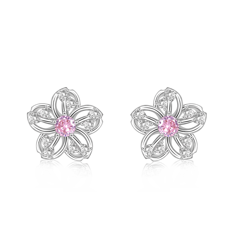 Gnoce Sparkling Cherry Blossoms Stud Earrings_1