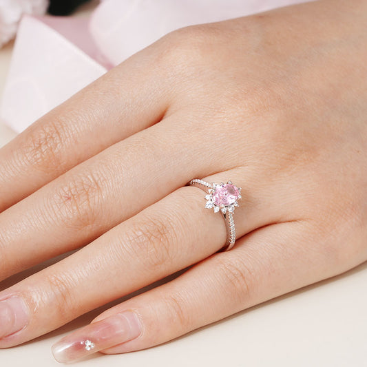 Gnoce Four Prong Oval Pink Halo Engagement Ring_4