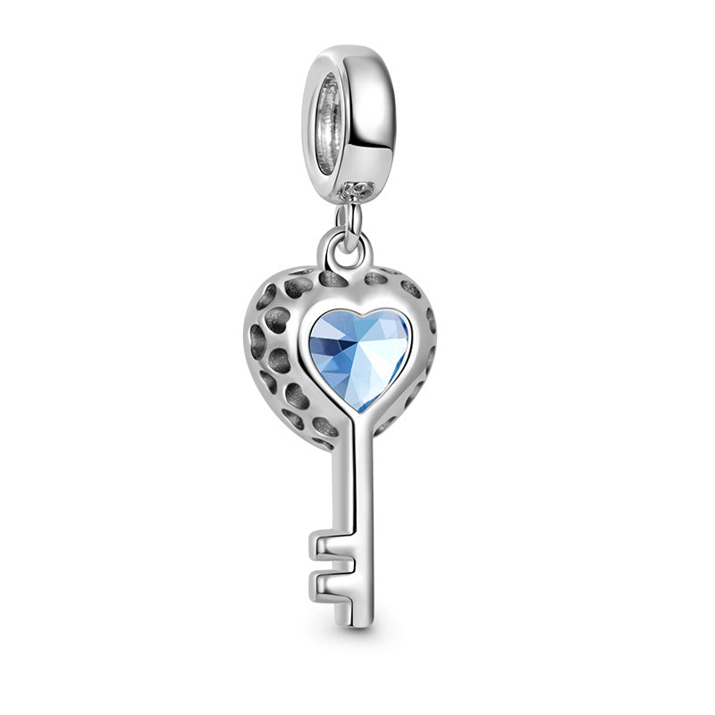 Gnoce Blue Love Heart Key Pendant Dangle Charm_3