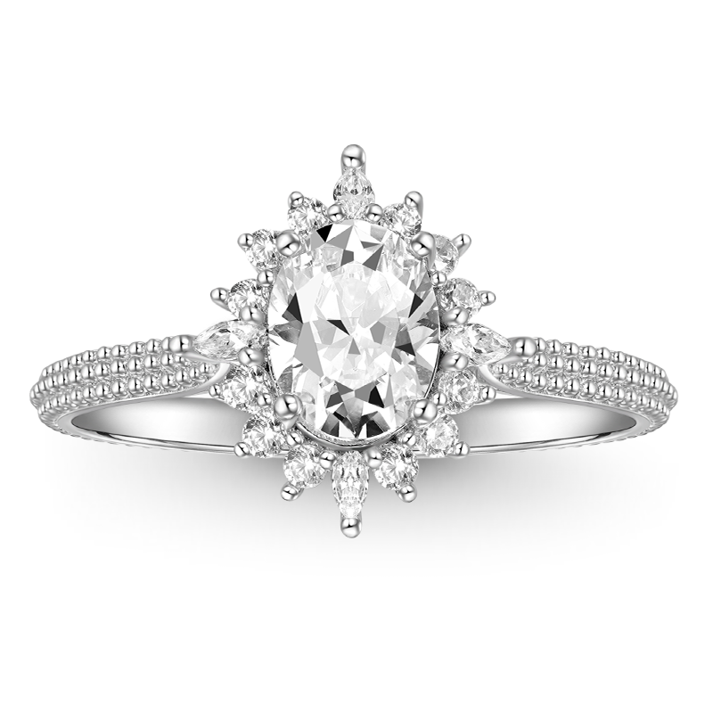 Gnoce Shimmering Four Prong Oval Cut Promise Ring_1