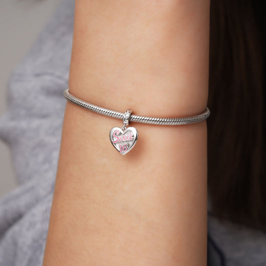 Gnoce "Sweet 16" Heart Engravable Pendant Dangle Charm_4