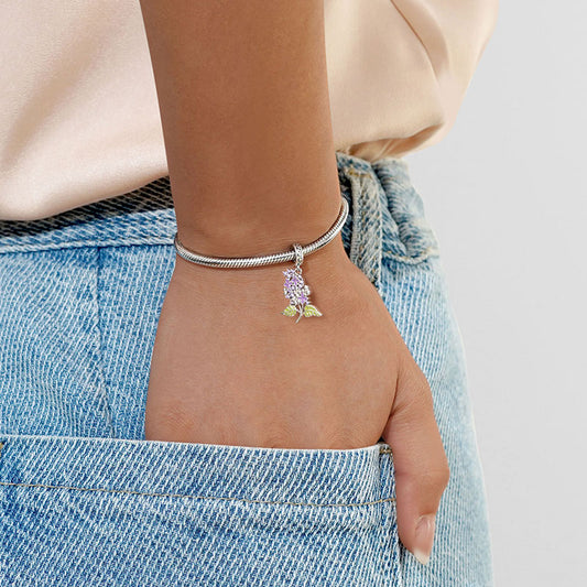 Gnoce Purple Lilac Flower Pendant Dangle Charm_5