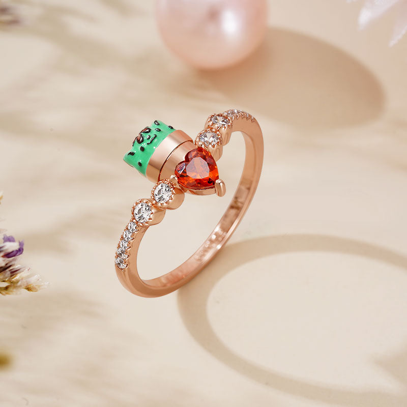 Gnoce Cactus of Love Heart Ruby V-Ring_3
