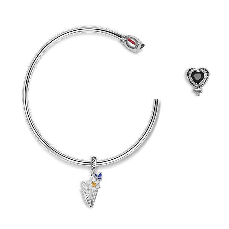 Gnoce Cute Panda & Love Heart Open Removable Bangle Bracelet_2