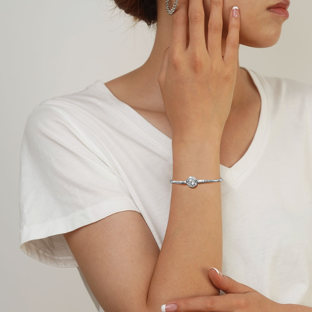 Gnoce Lily of the Valley Flower Basic Snake Chain Bracelet_4