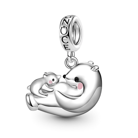 Gnoce Embrace Love Polar Bear & Baby Pendant Dangle Charm_1