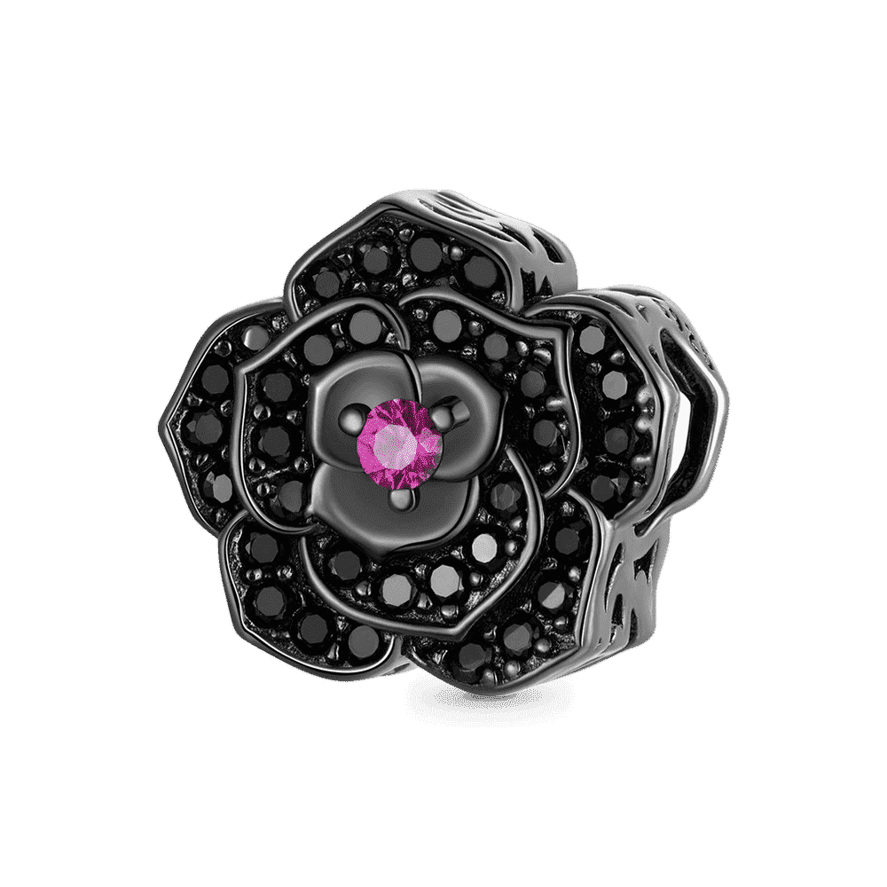 Gnoce Black Rose Flower Charm_1