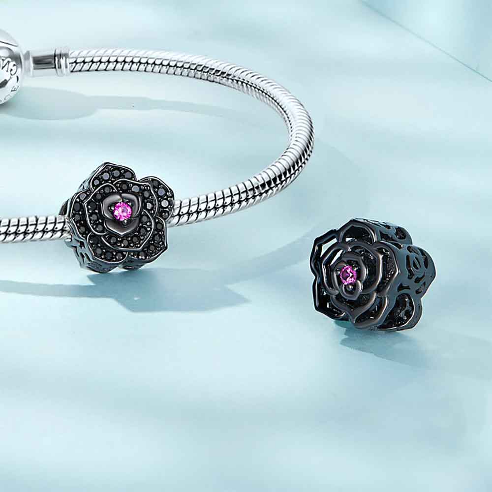 Gnoce Black Rose Flower Charm_2