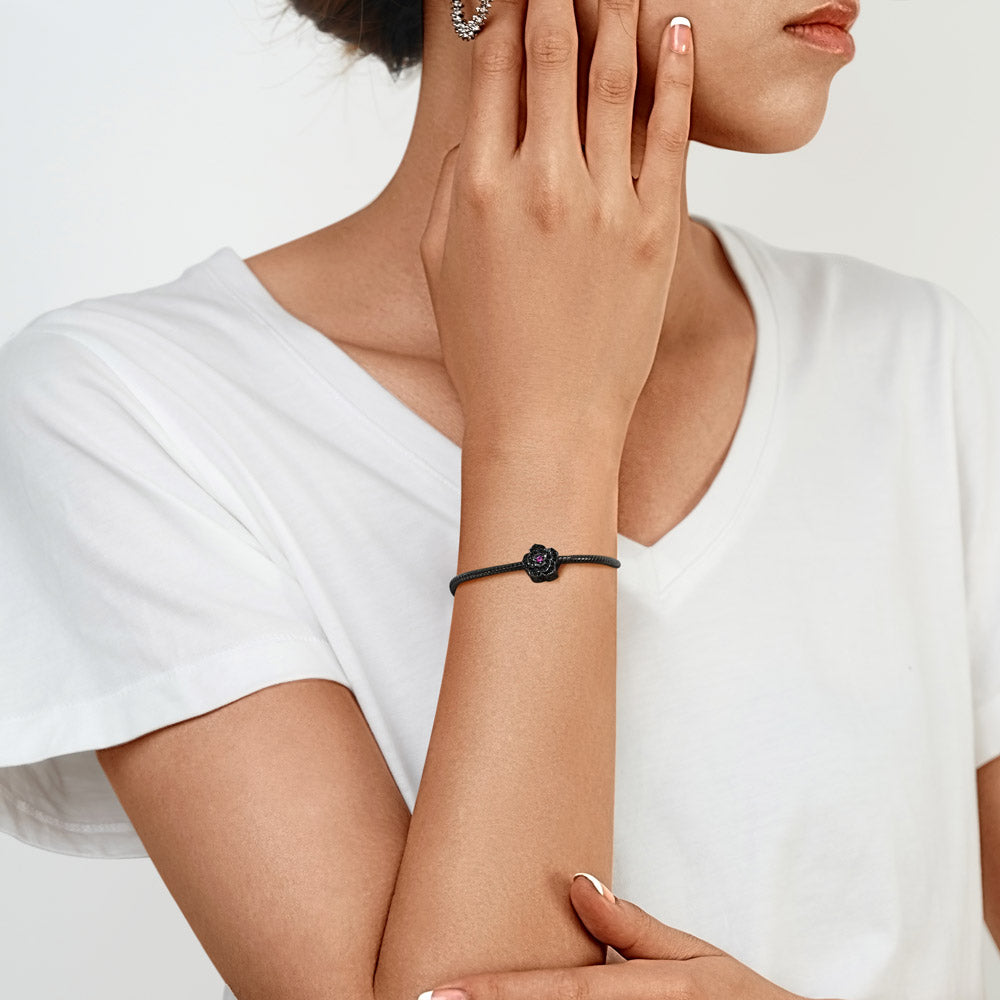 Gnoce Black Rose Flower Charm_3